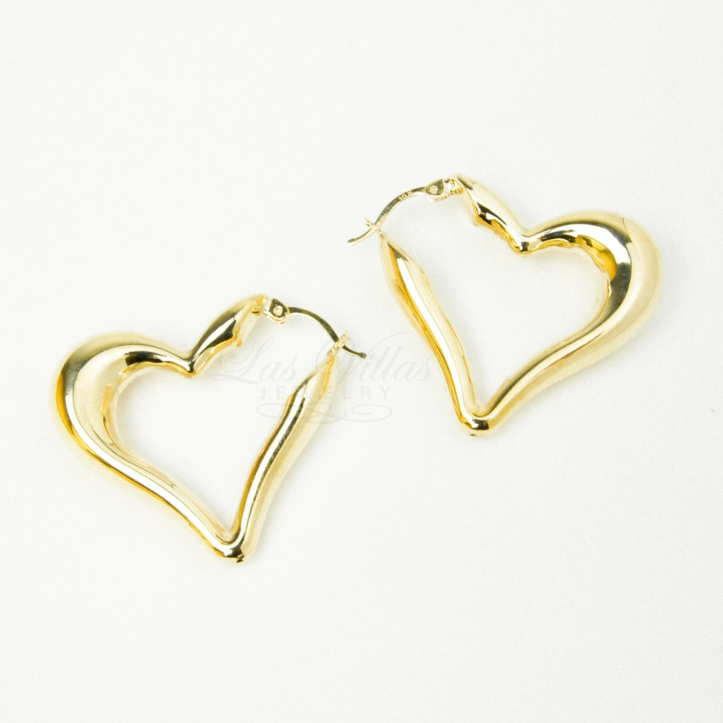 10K Stylish Heart tube Hoop earrings