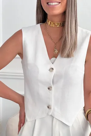 Linen Blend Tailored Stylish Versatile Tank Top