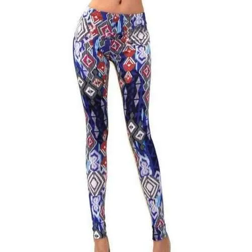 Stylish High Waisted Argyle Print Skinny Women's Leggings - M