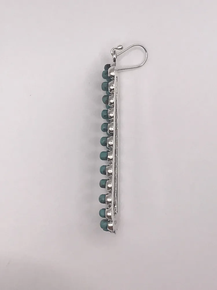 Stylish Long Trapezoid Sterling   Turquoise Drop Earrings