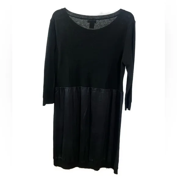 Sundance Women’s Jillian Sweater Dress Black Merino Wool Bodice Silk Skirt Large
